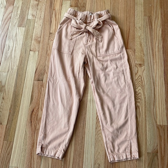 AG Adriano Goldschmied Pants Womens 27 Pink Renn Paper Bag Cropped Straight Leg - Picture 1 of 12